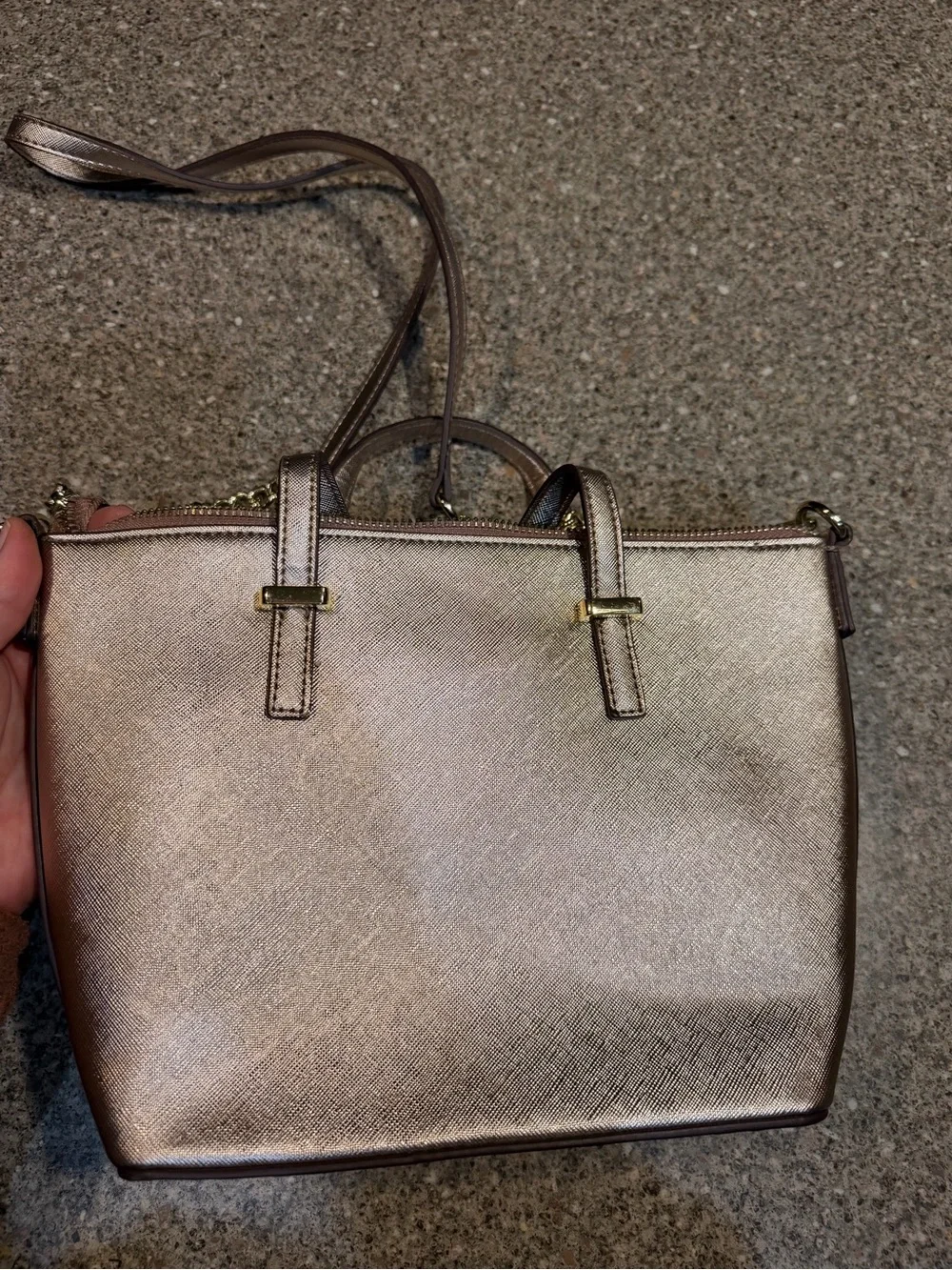kate spade metallic rose gold tote bag